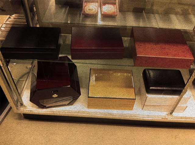 display of six humidors